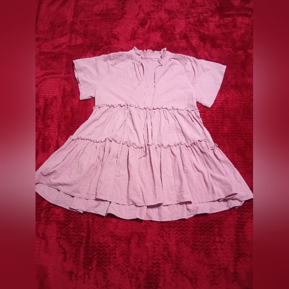 Chic Light Pink Ruffled Mini Dress(No Brand Tag)
